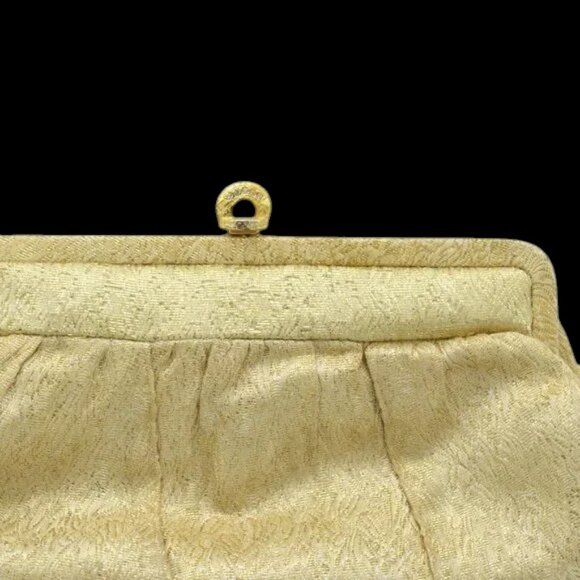 MCM Vintage Gold Jacquard Evening Bag Clutch Purse Mid-Century Rhinestones - Picture 8 of 13